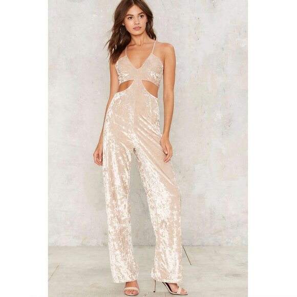 Nasty Gal Pants - NWT Nasty Gal Cut Outta Here Velvet Jumpsuit | Size M